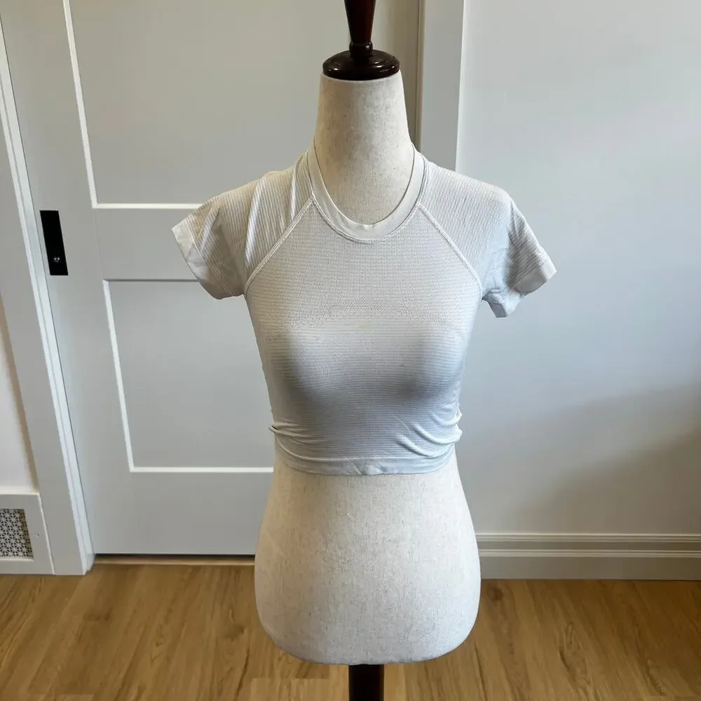 LLULULEMON Women's Swiftly Tech Cropped Short-Sleeve Shirt 2.0 In White